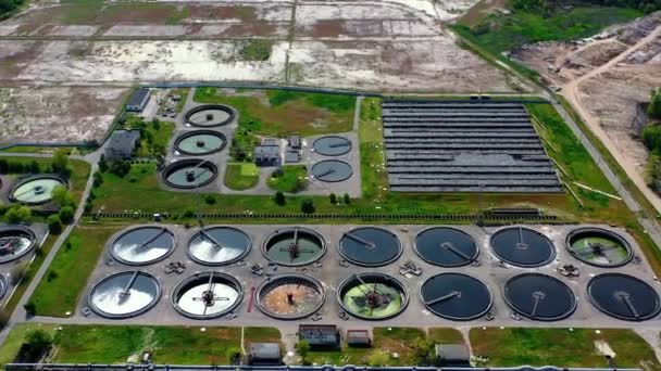 Vista Aérea Estación Aireación Vista Aérea Del Tratamiento Aguas Residuales — Vídeo de stock