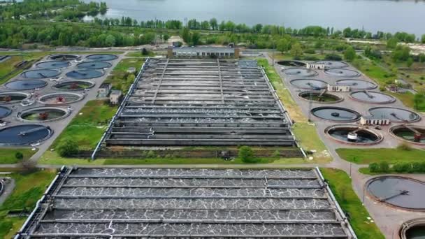 Uitzicht Vanuit Lucht Het Beluchtingsstation Vanuit Lucht Behandeling Van Afvalwater — Stockvideo