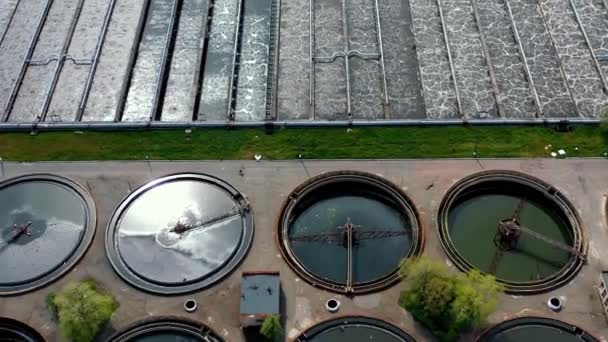 Luftaufnahme Der Belüftungsstation Luftaufnahme Der Abwasserbehandlung Luftaufnahme Der Modernen Industriellen — Stockvideo