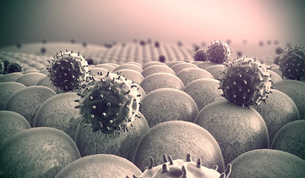 Coronavirus ataca la célula de los pulmones —  Fotos de Stock