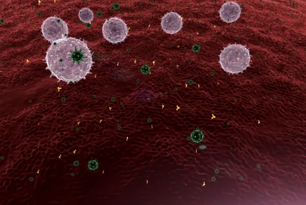 Limfosit terhadap virus — Stok Foto