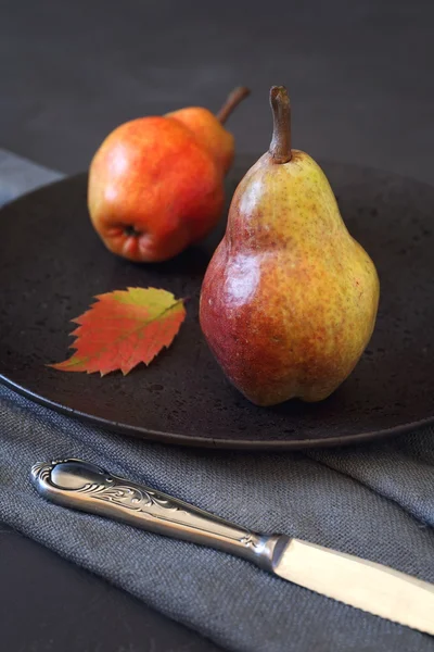 Two red autumn pears — Stock Photo, Image