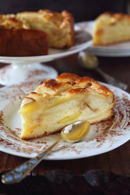 Elmalı turta vintage üzerinde Fransız yan plaka