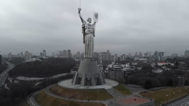 The Motherland Monument is a monumental statue in Kiev, the capital of Ukraine. — Stock Video