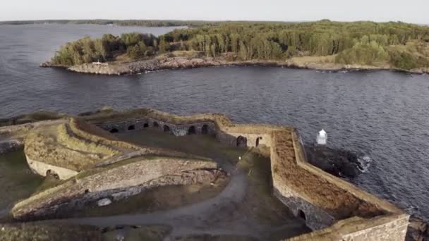 Suomenlinna ilha fortaleza vista aérea — Vídeo de Stock