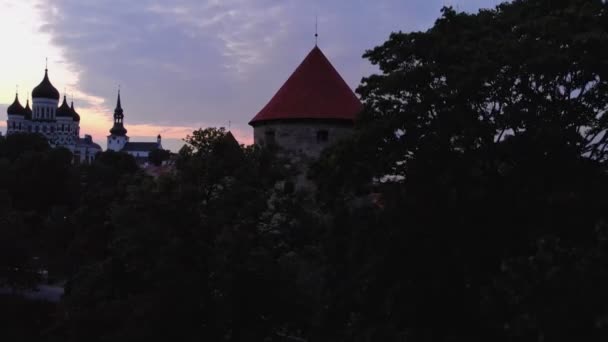Таллинн вид с воздуха на старый город — стоковое видео
