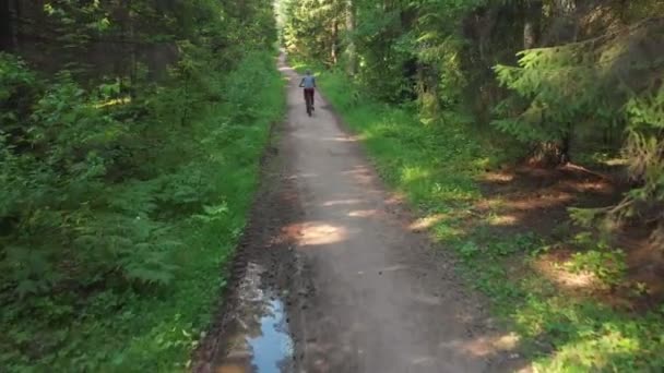 Młody rowerzysta na ładnej drodze — Wideo stockowe