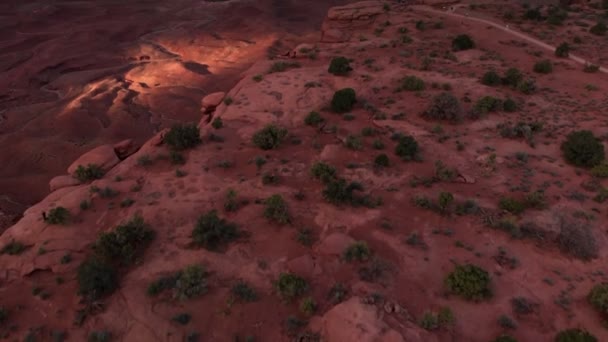 Flygfoto över White Rim Overlook Moab — Stockvideo