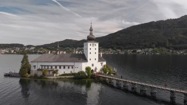 Vista panorâmica sobre Gmunden Schloss Ort — Vídeo de Stock