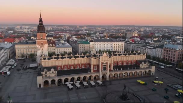 Praça do Mercado em Cracóvia Polónia — Vídeo de Stock