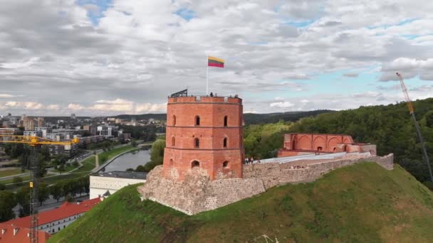 Torre del castello di Gediminas a Vilnius — Video Stock