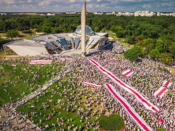 Вид Повітря Найбільші Протести Історії Білорусі Вибори Мінську Білорусь 2020 — стокове фото