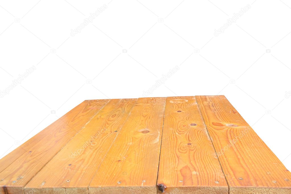 Wood table top on white background,Perspectives wood for display or montage your products