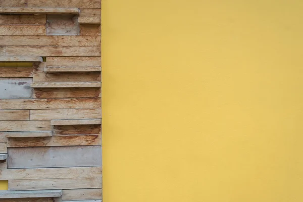 橙色墙与木质纹理背景 — 图库照片