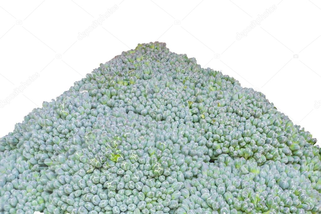 Closeup of broccoli isolated on white background