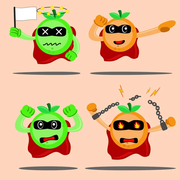 Illustration Vector Graphic Cartoon Character Orange Superhero Expression — Stock Vector