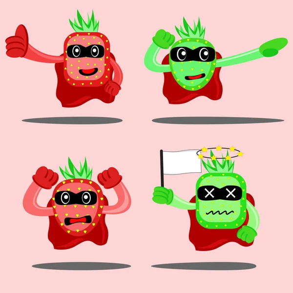 Illustration Vector Graphic Cartoon Character Strawberry Superhero Expression — Stock Vector