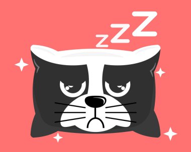 Siyah köpek desenli yastığın illüstrasyon vektör grafik çizgi film karakteri. Şirin siyah köpek deseni çocuk yastıkları için mükemmel.