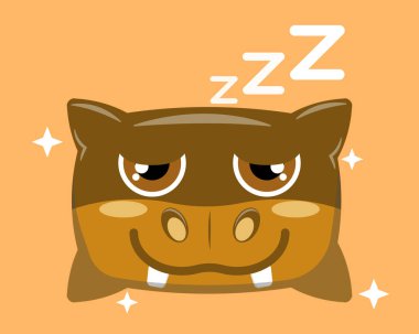 Hipopotam desenli yastığın çizim vektörü çizgi film karakteri. Tatlı su aygırı deseni çocuk yastıkları için mükemmel.