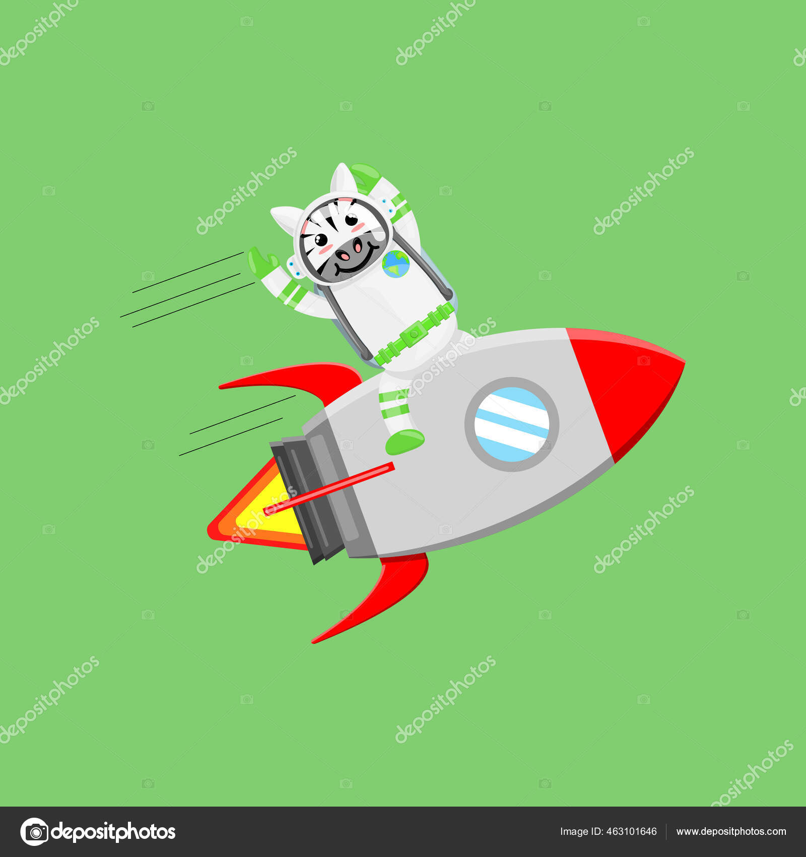 Ilustrasi Vektor Grafik Kartun Lucu Zebra Astronot Naik Pesawat Ruang Stok Vektor El Qman 463101646