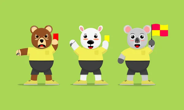 Illustration Vector Graphic Cartoon Cute Bear Cute Koala Referee Football — Stock Vector