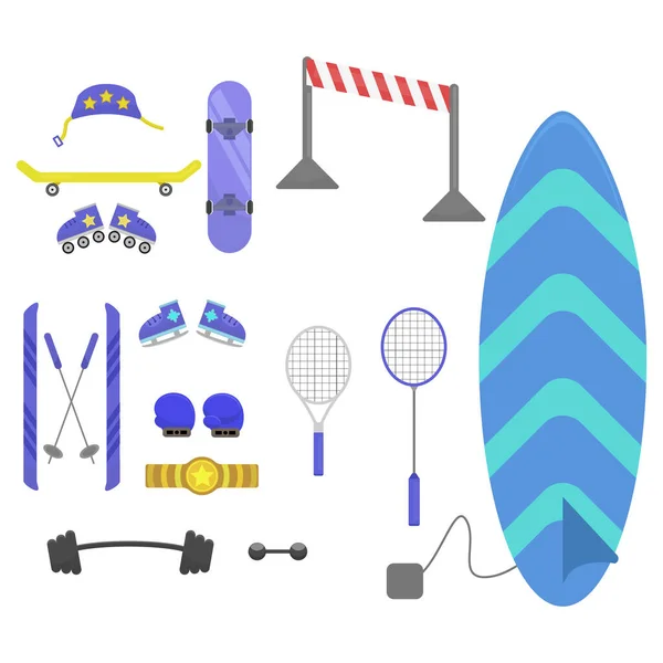 Illustration Vector Cartoon Assorted Sports Equipment Suitable Sports Product — Stock Vector