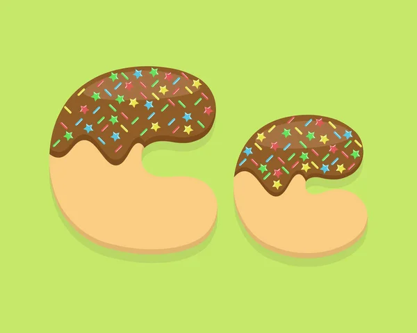 Illustrations Vektor Karikatur Des Buchstabens Form Eines Süßen Schokoladen Donuts — Stockvektor