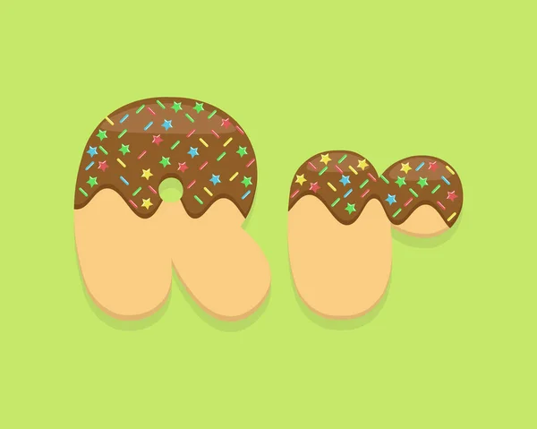 Illustration Vector Cartoon Alphabet Letter Shape Sweet Chocolate Donut Cartoon — Vetor de Stock