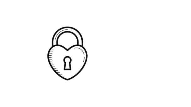 Animated Illustration Lock Unlock Love Padlock Suitable Suitable Romantic Valentine — Stock Video