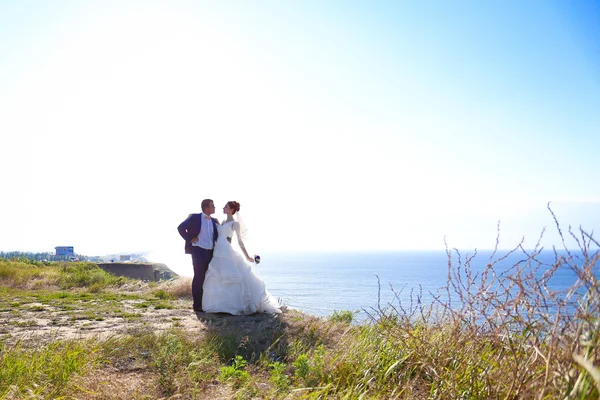 Beautiful kiss bride and groom — 图库照片