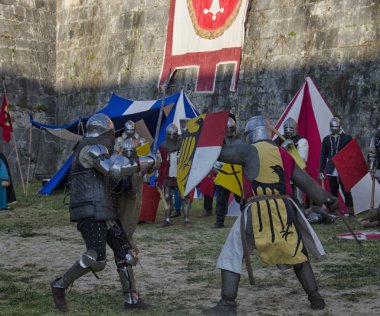 Knights in historical re-enactment at Pisa clipart