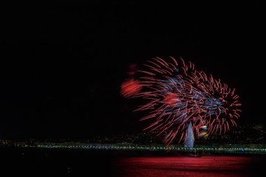 Üzerinde 14 Temmuz Nice Day kutlamaları havai fişek