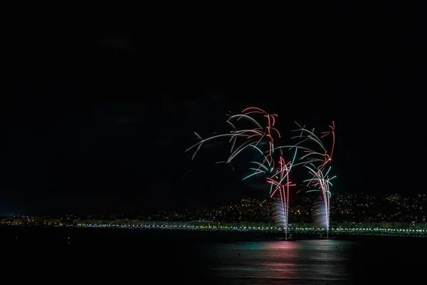 Fireworks on Day celebrations July 14 in Nice — Stock Photo, Image