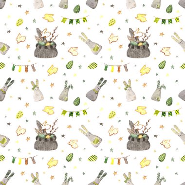 Paskalya için suluboya kusursuz desen