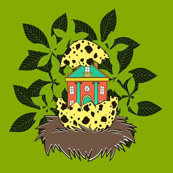 House in a birds nest — Stock Vector