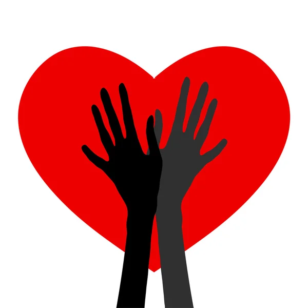 Пара рук на фоне сердец — стоковый вектор