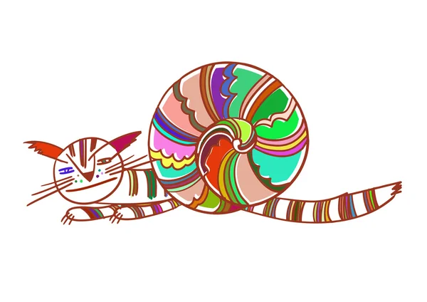 Cat-snail. lovely illustration — Stock Vector