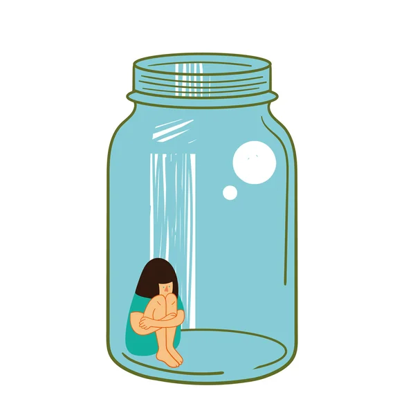 Girl in a glass jar — Stock Vector