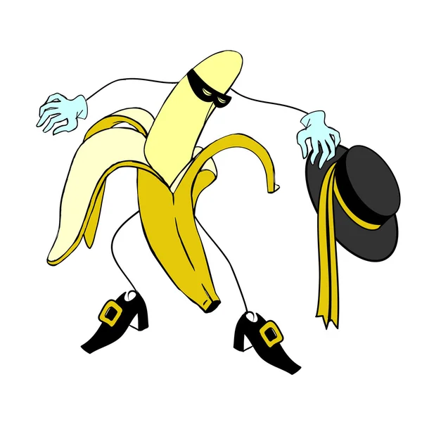 Ζορρό και κινουμένων σχεδίων μπανάνα χαρακτήρα διάνυσμα — Διανυσματικό Αρχείο