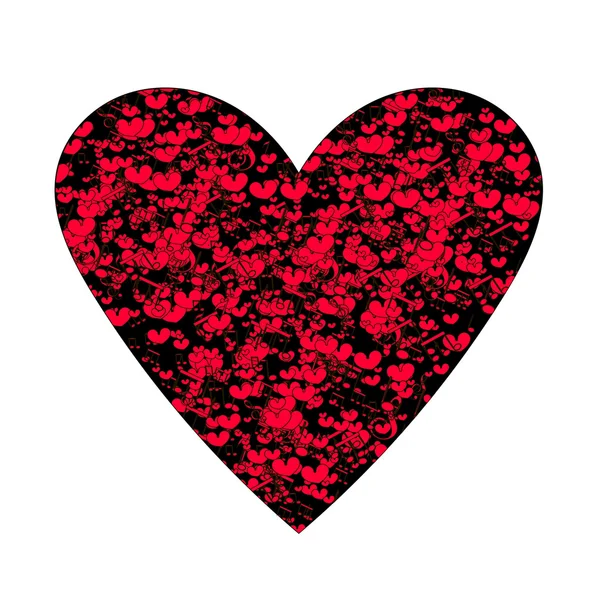 Corazones rojos y notas musicales en negro.. Cien por ciento vector fácil de usar y editar. Diseño para tarjeta de boda, San Valentín, guardar la fecha — Archivo Imágenes Vectoriales