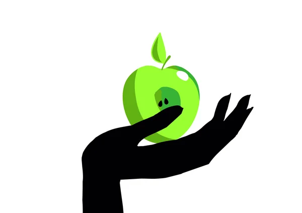Die Hand mit dem Apfel. — Stockvektor