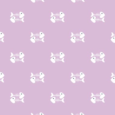 Sadece iskeletler balık ile şık soyut vektör desen.