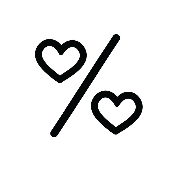 Liebesprozentsatz. Symbolvektor in Prozent. — Stockvektor