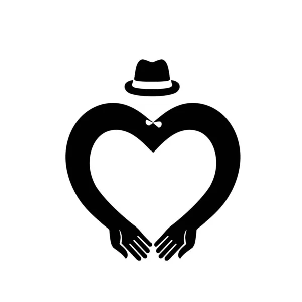 Le coeur. Icône symbole d'un cœur masculin. Le coeur d'un gentleman dans un chapeau — Photo