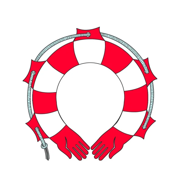 Symbol lifebuoy . A lifebuoy with human hands. — Stock Photo, Image