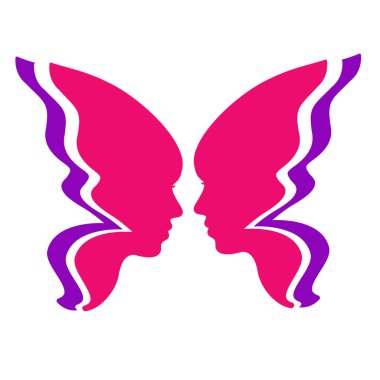 Kelebek. Kızların yüzüne benzeyen iki kanatlı siluet.