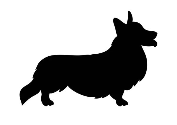 Vektor Pembroke Welsh Corgi Silhouet Corgi Logo Šablona Maskot Ikona — Stockový vektor