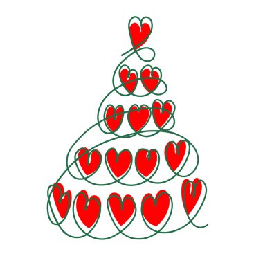 Kalpli bir Noel ağacı. Noel ağacı, logo. Vektör simgesi soyut ladin. Çizgi film Noel ağacı