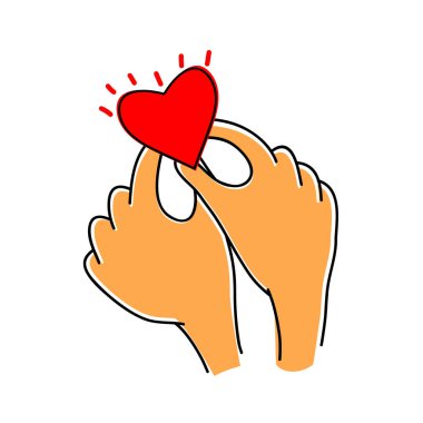 Give love. Hands hand over a heart, a symbol of a volunteer, a donor, a template for Valentine's day.