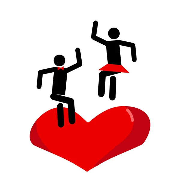 Άντρας Και Γυναίκα Πηδάνε Τραμπολίνο Μορφή Καρδιάς Μεταφορά Του Έρωτα — Διανυσματικό Αρχείο